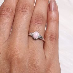 "Pink Opal Ring, 925 Sterling Silver Ring, Oval Gemstone Ring, October Birthstone Ring, Handmade Silver Jewelry, Minimalist Ring, Women Ring Gemstone Name - Pink Opal Stone Quality - AAA  Weight - 1.58 gm Stone Shape - As shown in the picture Ring Size - All Ring Size Available  We serve complete 925 sterling silver Jewelry and genuine properties of the stone.  The products are dispatched from the small business from UK. Product Quality and Packaging - Our all products are 925 Silver Stamped whi Dainty Oval Cabochon Gemstone Rings, Delicate Oval Sterling Silver Rings, Dainty Oval Sterling Silver Stackable Rings, Dainty Oval Sterling Silver Crystal Ring, Dainty Oval Cabochon Promise Ring, Handmade Oval Birthstone Ring, Delicate Silver Oval Crystal Ring, Adjustable Oval Birthstone Ring, Opal Jewelry Ring