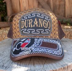 DURANGO embroidered ROOSTER stamped western hat trucker cap Western Style Trucker Hat For Country Events, Western Trucker Hat With Flat Bill For Country Events, Western Flat Bill Trucker Hat For Country Events, Brown Trucker Hat For Rodeo, Western Style Snapback Hat, Trucker Hat With Curved Bill For Rodeo, Western Style Adjustable Trucker Hat With Curved Bill, Brown Trucker Hat For Western-themed Events, Western Style Hats With Curved Bill For Rodeo