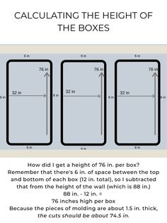 the height of boxes is shown with measurements for each box and how to measure them