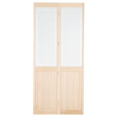 the interior doors are made from wood and have frosted glass panels on each side