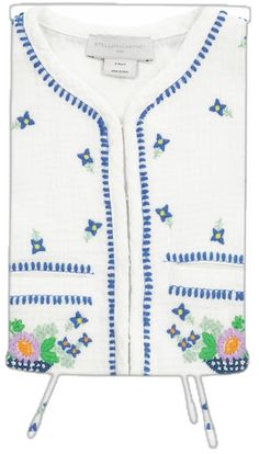 White Floral Embroidery Vest For Spring, Multicolor Embroidered Cotton Vest, Embroidered Multicolor Cotton Vest, White Embroidered Spring Vest, Spring Embroidered White Vest, White Embroidered Vest For Spring, White Embroidered Cotton Vest, Folk Style Cotton Vest With Floral Embroidery, Traditional Cotton Vest For Spring