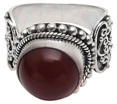 Carnelian is said to help attract money and good luck. Adopt this ring as a pretty talisman for success. From Novica, in association with National Geographic. Carnelian Ring, Attract Money, Scroll Design, Artisan Craft, Bezel Setting, National Geographic, Good Luck, Heart Ring, Jewelry Rings