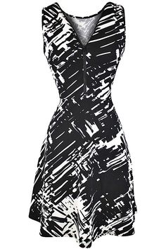 BLACK & WHITE ABSTRACT DRESS WITH ZIPPER NECKLINE Black And White Long Dresses, Long Flared Dress, White Flare Dress, Flare Dresses, Long Sleeve Skater Dress, Black White Abstract, Abstract Print Dress, Abstract Dress, Skater Dresses