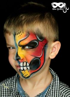 Monster Face Painting, Mask Face Paint, Face Painting For Boys, Belly Painting, Face Paintings, Face Painting Ideas, Skull Painting