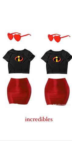 two piece crop top and skirt set with red sunglasses