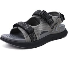 PRICES MAY VARY. The hiking sandals for men feature three hook and loop adjustable straps for a customizable fit, perfect for outdoor adventures. Made with breathable mesh material and soft knitting straps, these mens water sandals ensure comfort and durability during long walks. The arch support and 1.2" deep heel cup of these mens sandals provide stability and cushioning for all-day wear. With a heel-toe drop height difference of 6mm, these man sandals promote a natural foot position and gait Durable Black Sport Sandals For Summer, Non-slip Gray Sandals For Summer, Gray Non-slip Sandals For Summer, Durable Sport Sandals For Summer Vacation, Adjustable Open Toe Non-slip Sport Sandals, Adjustable Non-slip Open Toe Sport Sandals, Durable Sport Sandals For Summer Outdoor Activities, Gray Sport Sandals For Beach And Summer, Adjustable Durable Sandals For The Beach