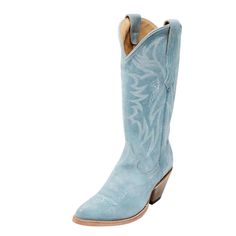 PRICES MAY VARY. 【Comfortable & Stable】: Heel hight 2.56 inch,Circumference about 12 inches. 【Versatile Style】: Pair these blue cowboy boots with skinny jeans, shorts, skirts, or even a cute utility jacket or wool coat for a fashionable look. 【Material】: Almond toe blue cowboy boots has used premium quality faux suede. The design of embroidery makes the boots more textured as a whole. 【Design】: The pull on styling with traditional western chunky heel and long-wearing TPR rubber sole, provides cu Blue Suede Cowboy Boots, Women’s Cowboy Boots, Baby Blue Boots, Blue Cowgirl Boots, Blue Cowboy Boots, Cowgirl Boots Outfit, Blue Suede Boots, Pink Cowboy Boots, Boots Mid Calf