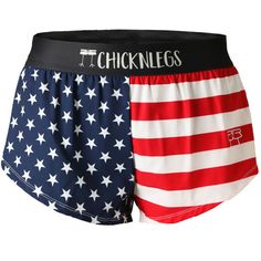 Closeup product shot of the women's usa 1.5 inch split running shorts from ChicknLegs. Chickenlegs Shorts, Chicknlegs Shorts, Chicken Leg Shorts, Chicken Legs Shorts, American Flag Shorts, Cowgirl Accessories, American Shorts, Pineapple Express, Running Shorts Men