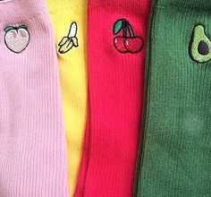 Socks: printed, colourful. Avocado Socks, Fruit Embroidery, Socks Aesthetic, Fun Socks, Crazy Socks, Moda Vintage