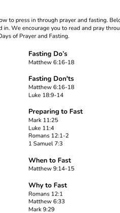 an image of the bible's words and numbers for fasting do's