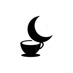 a coffee cup with a crescent on it and the moon in the middle is shown