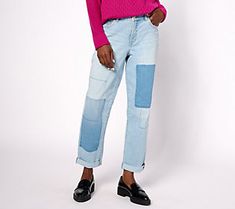 It's time to patch things up with the boyfriend. Nooo, not that boyfriend. We're talking about these LOGO boyfriend jeans. With playful shadow-patch details and rolled cuffs (so versatile!), this fresh take combines a cool-casual vibe with an utterly comfortable fit.  These jeans pair with practically everything -- cuffed or uncuffed. Consider canvas sneaks and a classic tee (we're loving that laid-back look), or your beloved ankle boots and an oversized blazer when it's chillier. And dress 'em Shadow Boyfriend, Is Logo, Colorful Heels, The Boyfriend, Lori Goldstein, Patched Jeans, Relaxed Jeans, Oversized Blazer, Curvy Fashion