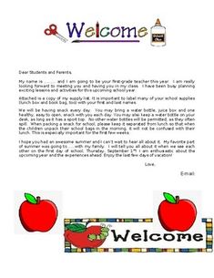 a welcome letter to an apple teacher