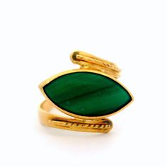 -Stone(s)- (1) Natural Genuine Malachite - Marquise Cabochon - Bezel Set - Vivid Green Color w/ Striations  - 17.30 x 7.66mm (approx.) Material: 9k Yellow Gold Weight: 4.10 Grams Ring Size: 7.0 (fitted on finger, please contact us prior to purchase with sizing inquiries) Ring Width: 17.67mm (0.69") (top of the ring - north to south) - 2.8mm (bottom of the shank) Ring Height: 5.74mm (rise off finger) Condition: Original finish & patina, light surface scratches. Excellent condition! Stock Number: Green Marquise Hallmarked Jewelry, Montclair Nj, Cocktail Ring, Cocktail Rings, Bezel Setting, Green Color, Green Colors, The Ring, Patina