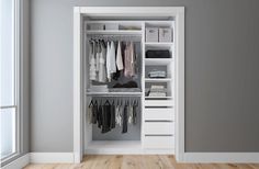 Kara 54" W Kloset Closet System Athens White Organiser Son Dressing, Wood Organization, Reach In Closet, Closet Office, Closet Renovation, Closet Layout, Wardrobe Room, Closet Remodel, Shoe Racks