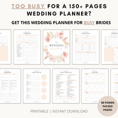 the wedding planner for busy brides is shown with text that reads, to buy for 150