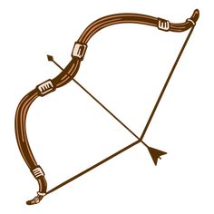 a brown bow with an arrow on the side and two arrows in the middle, pointing upwards