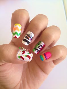 Cinco De Mayo nails Cinco De Mayo Nails Ideas, Baseball Nail Designs, Mexican Style Nails, Sugar Skull Nails, Nails Vibrant, White Almond Nails, Nails Photo, Disney Acrylic Nails, Flag Nails