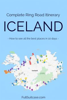 the iceland road map with all the places in it