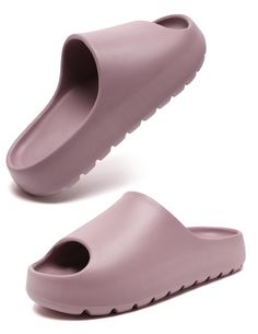 PRICES MAY VARY. 【Walk on Clouds】The sole measures around 1.8 inches and provides lots of cushion & comfort. The longer you wear these cloud slides, they get more comfortable like walking on squishy clouds. 【Premium Material】They're made of high quality environmentally and skin friendly EVA. Thanks to this premium material, these cloud slippers are WATER-PROOF, quick-drying, non-slip & light-weight. 【Ergonomic Design】The right amount of arch support reduces the risk of foot injury and provides s Womens Walking Sandals, Pillow Slippers, Travel Slippers, Cloud Slides, House Slide, Foot Injury, Shower Shoes, Sandals Comfortable, Slides For Women