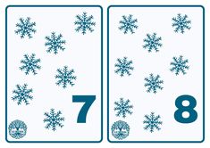 snowflakes are arranged in the shape of an eight and seven, as well as numbers