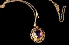 "This is a very beautiful, old and unique VICTORIAN STYLE NATURAL LAVENDER AMETHYST SEED PEARL 14K GOLD  pendant necklace(6.2g). The pendant has a marvelous natural incredible sparkle amethyst (11.5 mm x 9 mm) with seed pearls and 14K gold frame and 14K gold chain. The amethyst has a lovely lavender lilac color. The bottom has 14K. It measures 1 1/4\" x 3/4\" and 18 1/2\". The necklace has a very extravagant and elegant feel to it and is very good condition. I have earrings, ring and bracelet. 0 Ring And Bracelet, Silver Cuff Bangle, Lavender Amethyst, Lovely Lavender, Sterling Pendant, 14k Gold Necklace, Lilac Color, Seed Pearl, Sterling Silver Cuff