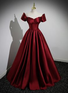 Any things please feel free to contact us: sales@cutedressy.com ******* Product Details******* Product Number:#C43W Fabric: Satin Color: Wine Red Neckline: Sweetheart Back Style: Lace-up Hemline: Floor Length Making time: 2-3 weeks, Shipping time: 3-5 working days. Custom size/color, Rush Order is available, and no ext Red Satin Prom Dress, Prom Dress Off The Shoulder, Prom Dresses Off The Shoulder, New Party Dress, Floor Length Prom Dresses, Burgundy Prom Dress, Prom Ideas, A Line Prom Dresses, Satin Prom Dress