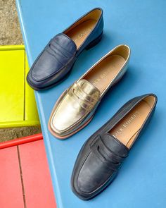 Our Hope Loafer might just be too cool for school. Available in Nappa leather or fun metallic this classic loafer with a penny keeper, it is perfect for school or paired with her favorite outfit to go anywhere! Classic Gold Leather Loafers, Classic Gold Loafers For Work, Classic Gold Slip-on Loafers, Classic Gold Loafers For Office, Classic Gold Leather Shoes With Round Toe, Gold Leather Round Toe Loafers, Gold Leather Loafers With Round Toe, Gold Loafers For Office Wear In Fall, Classic Gold Flat Heel Loafers