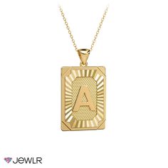 A bold take on personal style, design this initial tag pendant for yourself or a loved one. This piece makes a unique statement on its own or layer with other necklaces for a fresh look. Choose the tag pendant in any letter of the alphabet and personalize the back with a meaningful engraving. Handcrafted in silver plated with 18K gold, this beautiful necklace features a matching 16-inch diamond cut cable chain with a 2-inch extender for the perfect fit. School Jewelry, Custom Jewelry Design, The Alphabet, Fresh Look, Beautiful Necklace, Metal Necklaces, Gold Plated Silver, Birthstone Jewelry, Diamond Cut