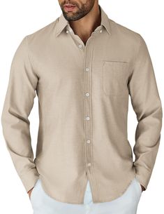 PRICES MAY VARY. PREMIUM FABRIC --- Men Button Down shirt is made of high quality cotton blend fabric, feature with Breathable, Lightweight, Skin-friendly. This Mens Shirt offers a perfect blend of durability and comfort, giving you a unique wearing experience STYLISH DESIGN --- COOFANDY Men Casual Shirt featuring button-down collar, long sleeve, chest pocket, adjustable cuffs, tricolour stripe detail inside collar. Endless styling opportunities are in store with this well-designed shirt VERSATI Mens Plaid Flannel, Dress Shirt Men, Oxford Shirt Men, Business Casual Shirts, Oxford Shirts, Men's Button Down Shirt, Business Work, Business Casual Men, Tailored Pants