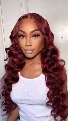 Red Wigs, Burgundy Hair, Hair Laid, Front Lace Wigs Human Hair, Baddie Hairstyles, Aesthetic Hair, Hair Wigs, Weave Hairstyles, Black Women Hairstyles