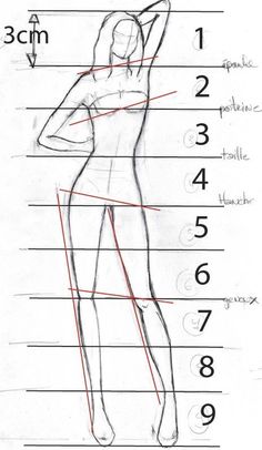 a drawing of a woman's body and measurements