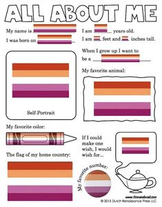 the color scheme for all about me is shown in purple, orange and pinks