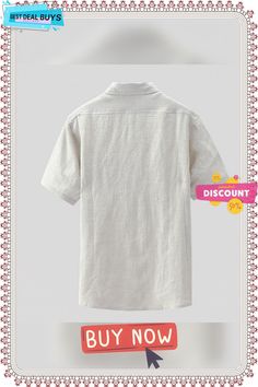 Men's Linen Shirt Summer Shirt Beach Shirt Turndown Summer Short Sleeve White Beige Gray Plain Casual Daily Clothing Apparel Front Pocket White Casual Collar Tops For Summer, Collared Beige Tops For Vacation, Beige Collared Tops For Vacation, White Tops With Casual Collar For Summer, Solid Color Camp Collar Shirt For Summer, Vacation Cotton Collared Tops, Beige Camp Shirt For Beach And Summer, Collared Cotton Tops For Vacation, Cotton Collared Top For Vacation