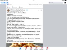 a tweet is shown with the recipe for christmas rolls on it's facebook page