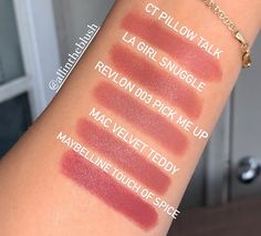 MAC Velvet Teddy Lipstick Dupes - All In The Blush Mac Cosmo Lipstick, Maybelline Touch Of Spice, Mac Lipstick Cosmo, Mac Velvet Teddy Lipstick, Charlotte Tilbury Pillow Talk Lipstick, Olive Skin Lipstick