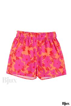 Bjux - Pantalón corto de cintura fruncida con estampado floral y diseño elegante Causal Dresses, Sequin Bodycon Dress, Square Neck Dress, Rose Style, Pink Floral Print, Belted Shorts, Dress Measurements, Southern Belle, Vacation Style