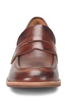 A classic penny keeper and squared-off moc toe add timeless sophistication to a loafer-inspired pump lifted by a stacked block heel. 1 1/2" heel Cushioned footbed Leather upper/textile lining/rubber sole Imported Classic Slip-ons With Square Toe And Rubber Sole, Classic Brown Platform Loafers With Removable Insole, Classic Slip-ons With Leather Footbed, Medium Width, Classic Slip-ons With Rubber Sole And Square Toe, Classic Square Toe Oxfords With Rubber Sole, Classic Oxfords With Square Toe And Rubber Sole, Classic Medium Width Loafers With Rubber Sole, Classic Loafers With Removable Insole, Medium Width, Classic Brown Platform Loafers With Almond Toe