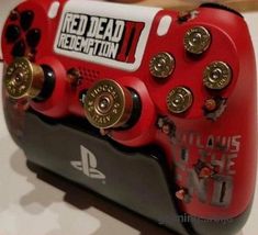 Ps4 Custom Controller, Cool Ps4 Controllers, Control Ps4, Ps4 Controller Custom, Red Dead Redemption Art, Custom Xbox, Custom Consoles, Playstation Controller, Video Game Room Design