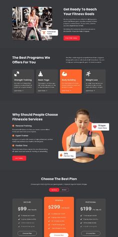 the landing page for an exercise website