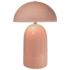 a pink table lamp on a white background