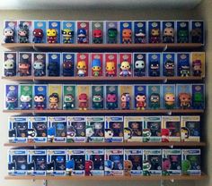 the shelves are filled with many different types of pop vinyls