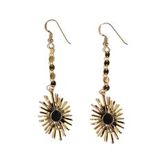 Our dazzling Golden Sunburst Earrings were crafted to sparkle and shine with every turn, just like the sun herself on a clear day. A statement of optimism and warmth, these earrings wear just as well with a casual daytime fit as they do for a special occasion. Super lightweight and comfortable to wear all day! Length: 2.75" Materials: 14k gold plate sunburst with 14k gold fill chain + french ear wires Handmade in California Sunburst Earrings, Scented Jewelry, Astrological Elements, Salt Crystal, Angel Aura Quartz, 20 Gifts, Sparkle And Shine, 30 Gifts, Candle Collection