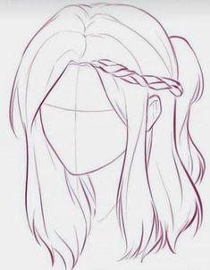 Aesthetic Hairstyles Drawing, Drawing Hairstyles Tutorials, Drawing Bases Hair, Long Braid Character Design, Braid Hair Drawing Reference, Gacha Drawing Base With Hair, Oc Base With Hair, Hairstyles Sketching, Body Base Drawing With Hair