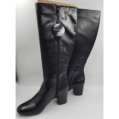 Inc International Concepts Radella Wide-Calf Dress Boots Women'S 9m Black Zip Up Inc International Concepts Radella Wide-Calf Dress Boots Women's 9m Black Zip Up Retail $169.50 Elevate Your Style With These Sleek Knee-High Dress Boots By Inc International Concepts. The Round Toe, Mid-Height Block Heel, And Black Leather Upper Make These Boots Perfect For Any Casual Occasion. The Zipper Closure Provides Easy Access, While The Wide Calf Width Ensures A Comfortable Fit. These Boots Feature A S Black Knee-length Office Boots, Black Leather Knee-length Boots, Black Knee-length Boots Medium Width, Classic Black Knee-length Boots, Black Knee-length Boots, Black Knee-length Formal Boots, Elegant Black Knee-length Boots, Formal Black Knee-length Boots, Knee High Boots Dress