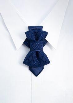 "Hopper tie is a new original product, presented by Ruty Design. This unisex accessory is a modern combination of elements found on traditional ties and bow ties. It is recommended not to tighten the regulation strip too much: Hopper tie is at its best when leveled up with the collar line. Freestyle fashion lovers should bear in mind that this accessory also looks great with the collar unbuttoned. With love, Rūta Piekurienė This unique product registered as „one of a kind\". Designed in Lithuani Elegant Blue Bow Tie, Blue Bow Ties For Business, Elegant Blue Standard Tie Bow, Elegant Blue Adjustable Bow Tie, Blue Decorative Bow Standard Tie, Blue Bow Tie, Unisex Accessories, Bow Tie Wedding, Wedding Ties