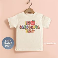 Highest Quality 🌟 Our onesies and toddler tees are printed using kid-safe ink on Gerber, Bella Canvas, and Gilden brands to keep your baby feeling cozy and allergy-free.  Love It Guarantee😍 We've crafted our refunds and exchanges policy with your satisfaction in mind, and we guarantee that your experience with us will be easy and worry-free. If you don't love it, we've got you covered for up to 15 days! Shipping and Production 📦 -- Orders are made the same day -- Ships the next day!  -- USPS End Of School Year Graphic Print Tops For Playtime, Cotton Tops For Playtime And Back To School, Cute Letter Print Shirt For Daycare, School Spirit Letter Print T-shirt, White Graphic Print Shirt For Daycare, Letter Print T-shirt For End Of School Year Playtime, White T-shirt With Letter Print For Daycare, Cute White T-shirt For Daycare, End Of School Year Graphic Print T-shirt For Playtime