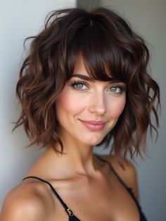 Hair With Layers And Bangs Medium Length, Haircuts For Wavy Thick Hair Medium, Shoulder Length Hair With Layers And Wispy Bangs, Layered Shag With Fringe Long, Choppy Layers Bob, Medium Layered Hair With Fringe, Shoulder Length Bobs With Bangs, Shaggy Bob With Bangs Fine Hair, Wavy Layered Bob With Bangs