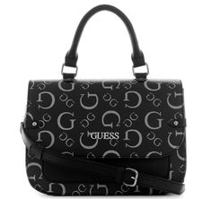 NEW GUESS Women's Black Gray Logo Print Crossbody Bag Color: Black Your love of logo will have you reaching for this coated-canvas crossbody bag featuring an allover logo print, top handle, front flap with magnetic closure and adjustable strap. Magnetic flap closure opens to reveal a lined interior with 1 zip and 3 slip pockets Front slip pocket under magnetic flap Removable, adjustable crossbody shoulder strap with 22.75" drop Top handle with 4” drop Dimensions: 9.75"L x 7.5"H x 4"D White Crossbody Bag, Studded Purse, Guess Purses, Satin Bags, Guess Bags, Canvas Crossbody Bag, Drop Top, Black Crossbody, Mini Crossbody Bag