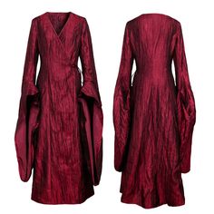 Elvish Dress For Costume Party, Red Dress For Cosplay And Fantasy Events, Fitted Dresses For Cosplay And Fantasy Events, Fitted Elven Dresses For Cosplay, Fitted Long Sleeve Medieval Dress For Halloween, Fitted Long Dress For Costume Party, Elvish Long Sleeve Costume For Cosplay Events, Fitted Elven Medieval Dress For Cosplay, Elven Style Fitted Medieval Dress For Cosplay